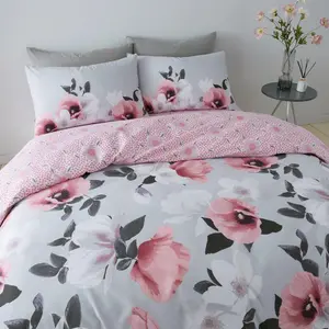 Pitzer Cotton Blend Floral Duvet Cover Set with Pillowcases Kingsize - 2 Standard Pillowcases