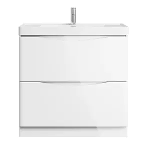 Eden 900mm Floorstanding Vanity Unit in Gloss White & Resin Basin