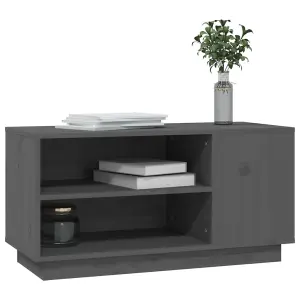 Berkfield TV Cabinet Grey 80x35x40.5 cm Solid Wood Pine