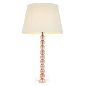 Luminosa Adelie & Cici Base & Shade Table Lamp Blush Crystal Glass & Ivory Fabric