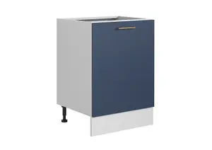 600 Kitchen Cabinet 60cm Base Unit Navy Blue /Grey Soft Close Copper Handle Nora