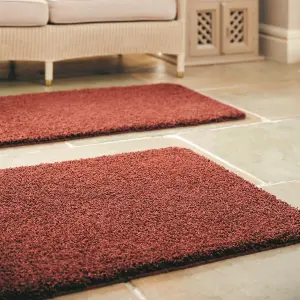 Red Modern Shaggy Easy to Clean Plain Rug for Living Room, Bedroom, Dining Room - 80cm X 120cm