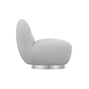 Langham Swivel Chair - Boucle Fabric - L86 x W76 x H78 cm - Cloud Grey - Fully Assembled