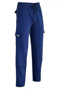 MS9 Mens Cargo Combat Fleece Trouser Work Tracksuit Jogging Bottoms Pants H20, NAVY - M