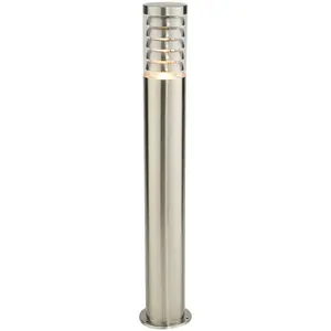 Outdoor Garden Bollard Light 80cm Brushed Steel 9W Outside Path Lamp Post IP44