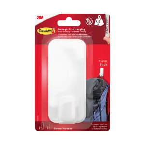 3M Command Extra large White Utility Adhesive hook (Holds)4.5kg