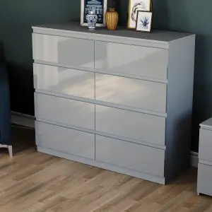 Vida Designs Glinton 8 Drawer Chest (100% FSC), Grey