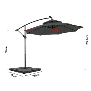 Double-Top Cantilever Parasol with Lights and Parasol Base