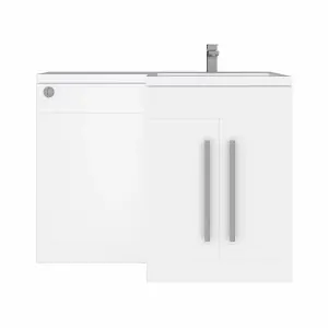 Rinse Bathrooms 1100mm RH Vanity Unit with Basin and Back to Wall Unit Bathroom Storage Unit Free Standing White Painting