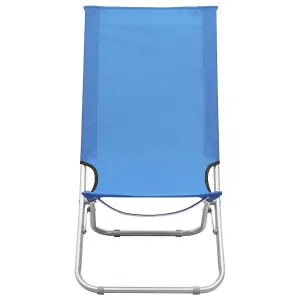 Berkfield Folding Beach Chairs 2 pcs Blue Fabric