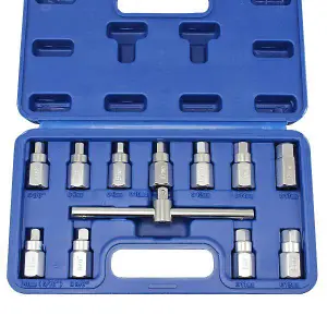 US PRO 12pc Drain Plug Key Socket Set Axle Oil Sump Spanner 3/8" Drive 3096