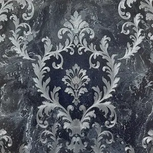 Vasari Sienna Damask Navy Wallpaper