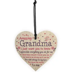 Red Ocean Cute Grandma Wooden Heart Nan Birthday Christmas Gifts From Grandchildren Grandparent Plaque