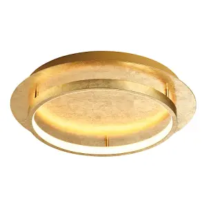 Stunning Flush Mount LED Ceiling Light Fitting with Brushed Gold Foil Finish