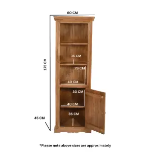 Contrive Mango Wood Corner Bookcase - 3 Shelving & 1 Door