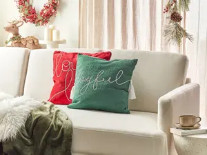 Throw Cushion ELETTARIA Cotton 45 x 45 cm Text Green