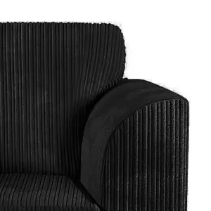 Luxor Jumbo Cord 2 + 1 + 1 Fabric 3 Piece Sofa Suite - Scatter Back Black