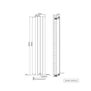 Rinse Bathrooms Vertical Radiators 1600x272mm Flat Panel Column Designer Radiator White Single Radiators Central Heating