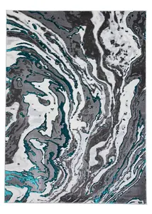 Grey Green Abstract Modern Easy To Clean Rug For Dining Room-160cm X 220cm