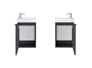 Bathroom Vanity Unit 400 Basin Cloakroom Sink Wall Cabinet Black Grey Ash Avir