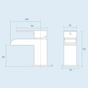 400 Gloss White Cloakroom Vanity Basin Sink Unit with Matt Black Waterfall Tap & Black Handle