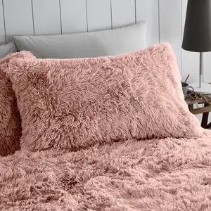 Wilfred Solid Colour Duvet Cover Set with Pillowcases Pink / Double - 2 Standard Pillowcases