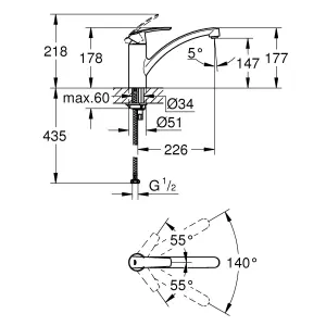 Grohe Start Chrome-plated Kitchen Top lever mixer Tap