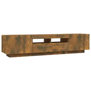 Berkfield 2 Piece TV Cabinet Set with LED Lights Smoked Oak Engineered Wood