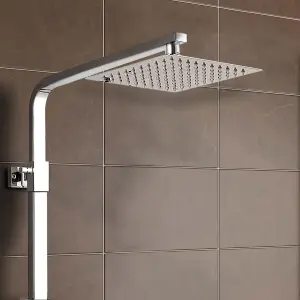 Nes Home Sqaure Exposed Thermostatic Kit, Ultra Thin Head Shower Mixer, handheld With Slide Rail Set Chrome