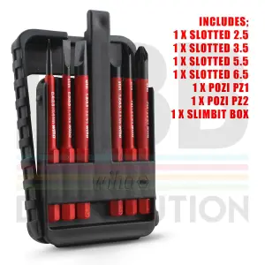 Wiha SlimBits Slotted Pozidrive Screwdriver Mixed Set 6pcs VDE Electrician 43157