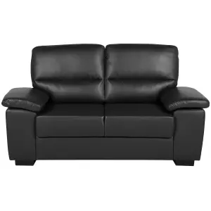 2 Seater Faux Leather Sofa Black VOGAR