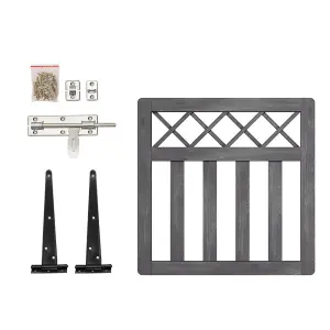 Durable Wooden Garden Gate with Elegant Cross Top Feature 90cm W x 90cm H