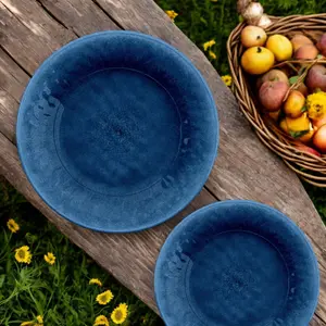 Purely Home Potters Reactive Glaze Indigo Melamine Dinner Plate