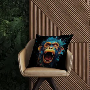 Crazy Monkey face Splashart Outdoor Cushion 45cm x 45cm