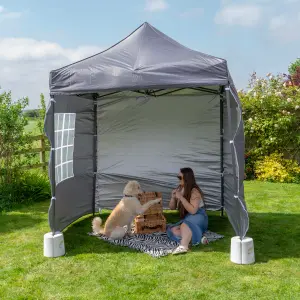 Pop Up 2x2 Gazebo With Sides Dark Grey