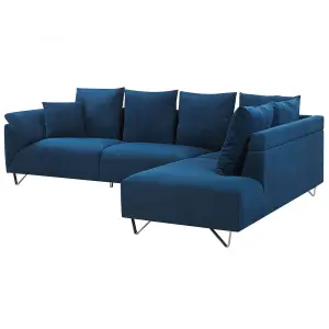 Corner Sofa LUNNER Navy Blue Corduroy Left Hand