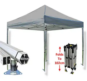 3m x 3m Compact 40 Instant Shelter Pop Up Gazebos Frame & Canopy - Silver