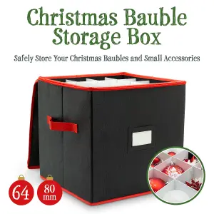 CKB Ltd Christmas Bauble Storage Decoration Xmas Ornaments Box Black