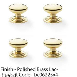 4 PACK - Stepped Round Door Knob Polished Brass 38mm Classic Kitchen Cabinet Pull Handle