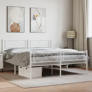 Berkfield Metal Bed Frame with Headboard and Footboard White 150x200 cm