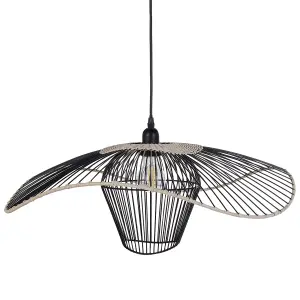 Beliani Rustic Pendant Lamp Black LUNGA