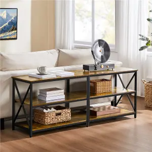 Yaheetech 3-Layer Shelved TV Stand UP to 70 Inch Rustic Brown