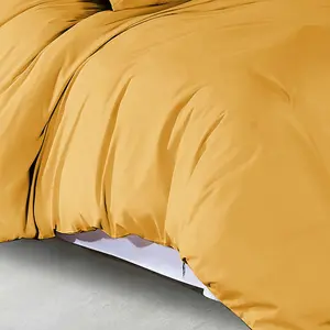 Marnisha Polyester Solid Colour Duvet Cover Set with Pillowcases Ochre / Super King - 2 Standard Pillowcases