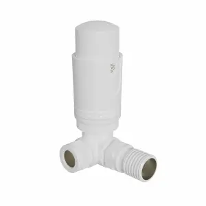 Right Radiators White Corner Thermostatic Valve Radiator Valves with Lockshield Valve 15mm x 1/2"