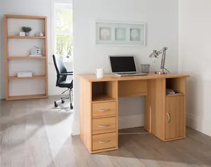 Maryland Desk with 3 Drawers and 1 Door Beech