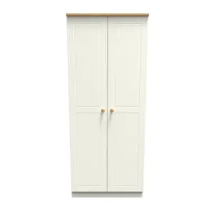 Lancaster 2 Door Wardrobe in Cream & Oak (Ready Assembled)