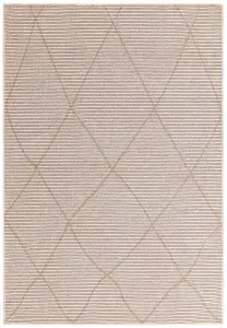 Cream Geometric Modern Rug Easy to clean Living Room and Bedroom-200cm X 290cm