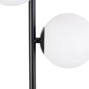 First Choice Lighting Black Floor Lamp with Opal Globe Shades