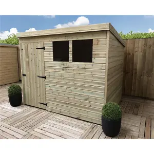 7 x 7 Garden Shed Pressure Treated T&G PENT Wooden Garden Shed - 2 Windows + Single Door (7' x 7' / 7ft x 7ft) (7x7)