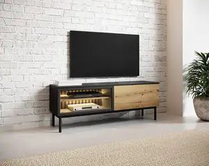 Stylish Lang TV Cabinet H550mm W1500mm D390mm in Oak Evoke & Black - Your Ultimate Entertainment Hub